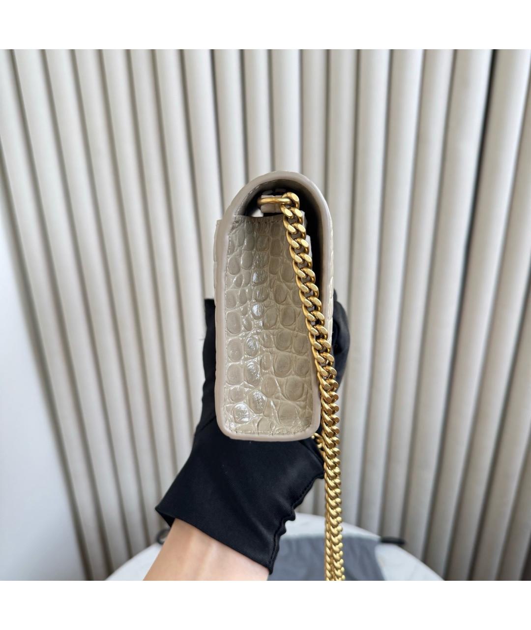 BALENCIAGA Бежевая кожаная сумка через плечо, фото 4