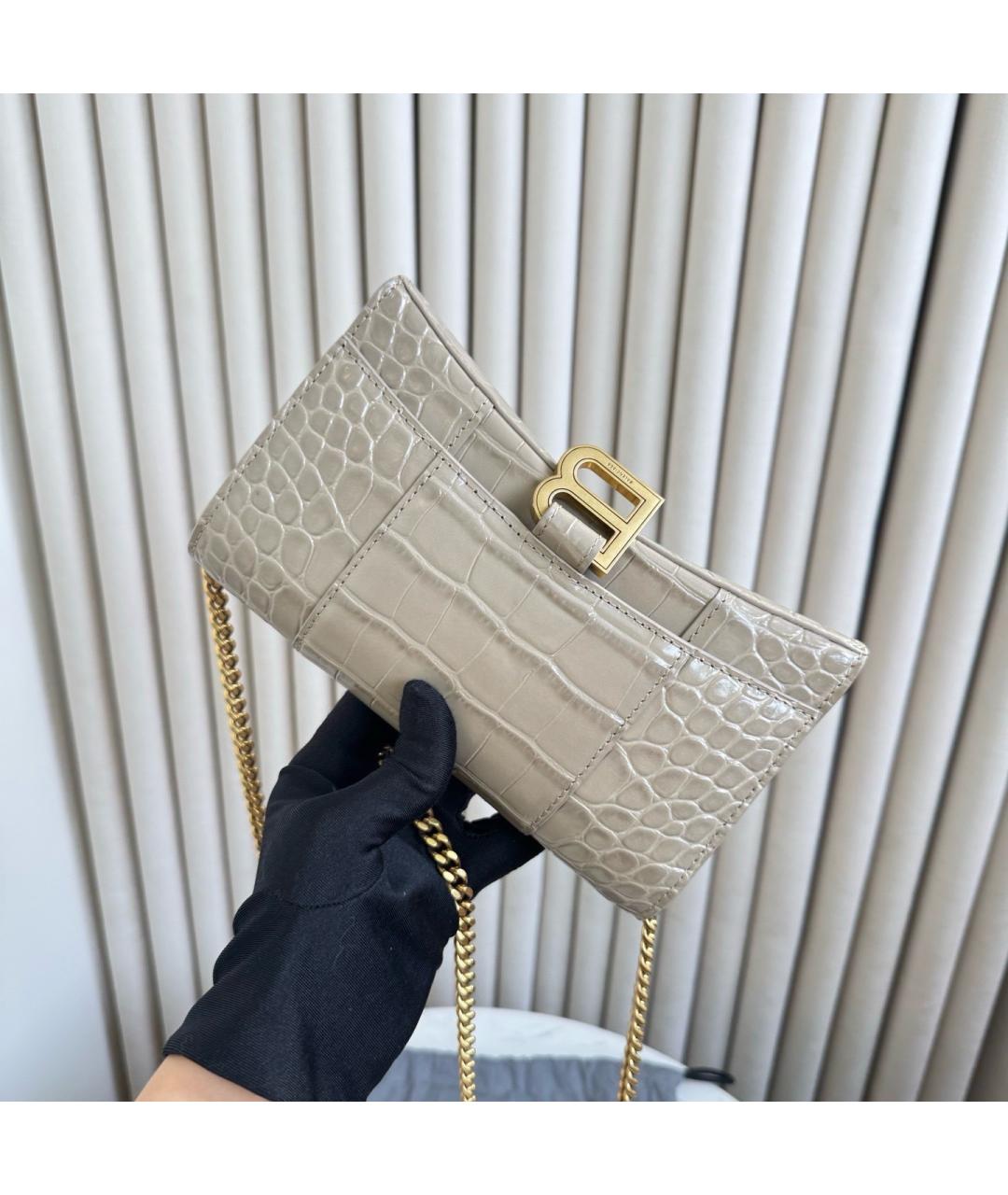 BALENCIAGA Бежевая кожаная сумка через плечо, фото 7