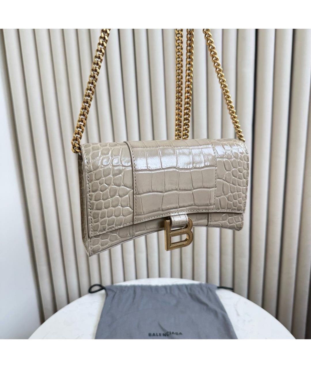 BALENCIAGA Бежевая кожаная сумка через плечо, фото 2