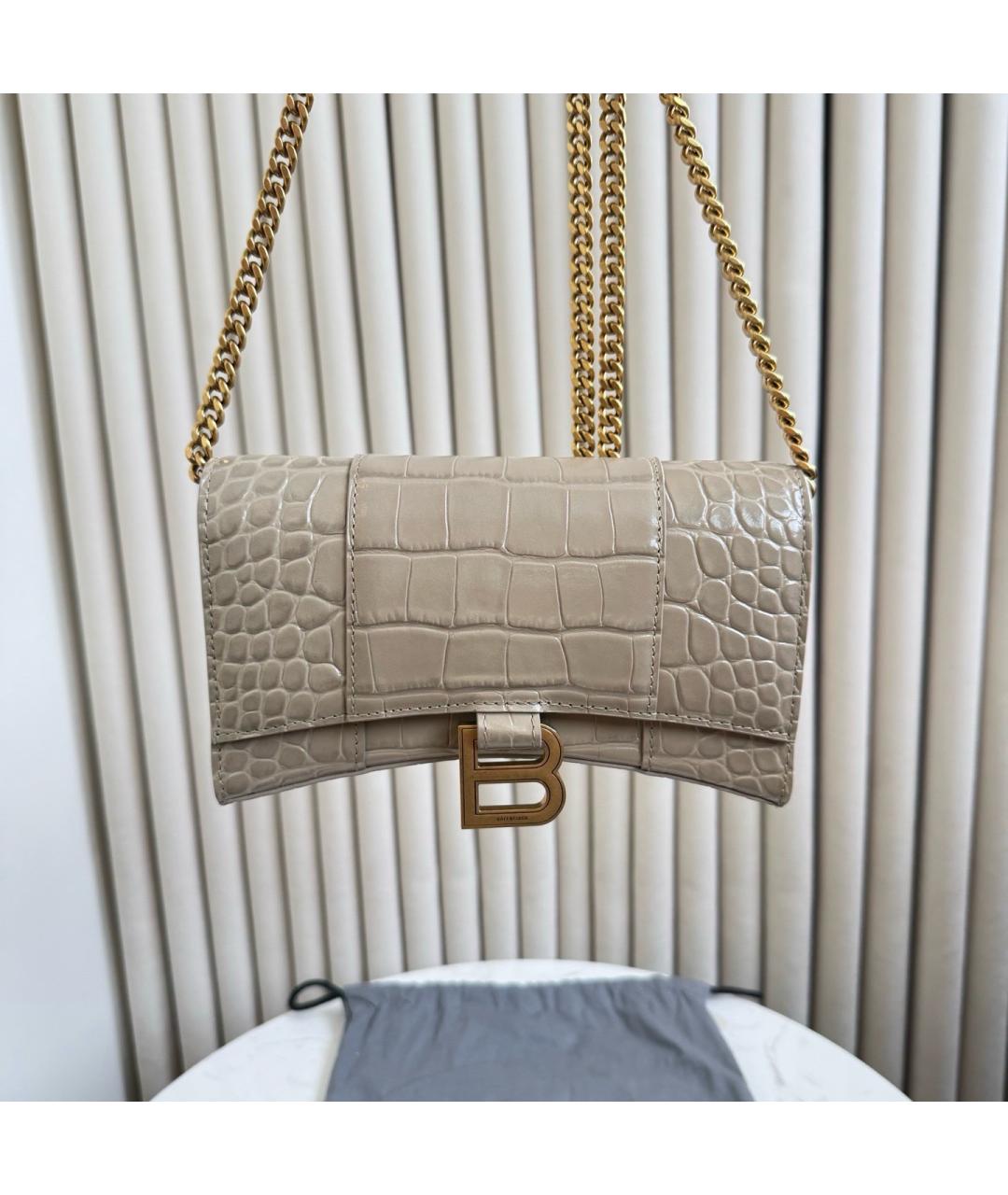 BALENCIAGA Бежевая кожаная сумка через плечо, фото 8