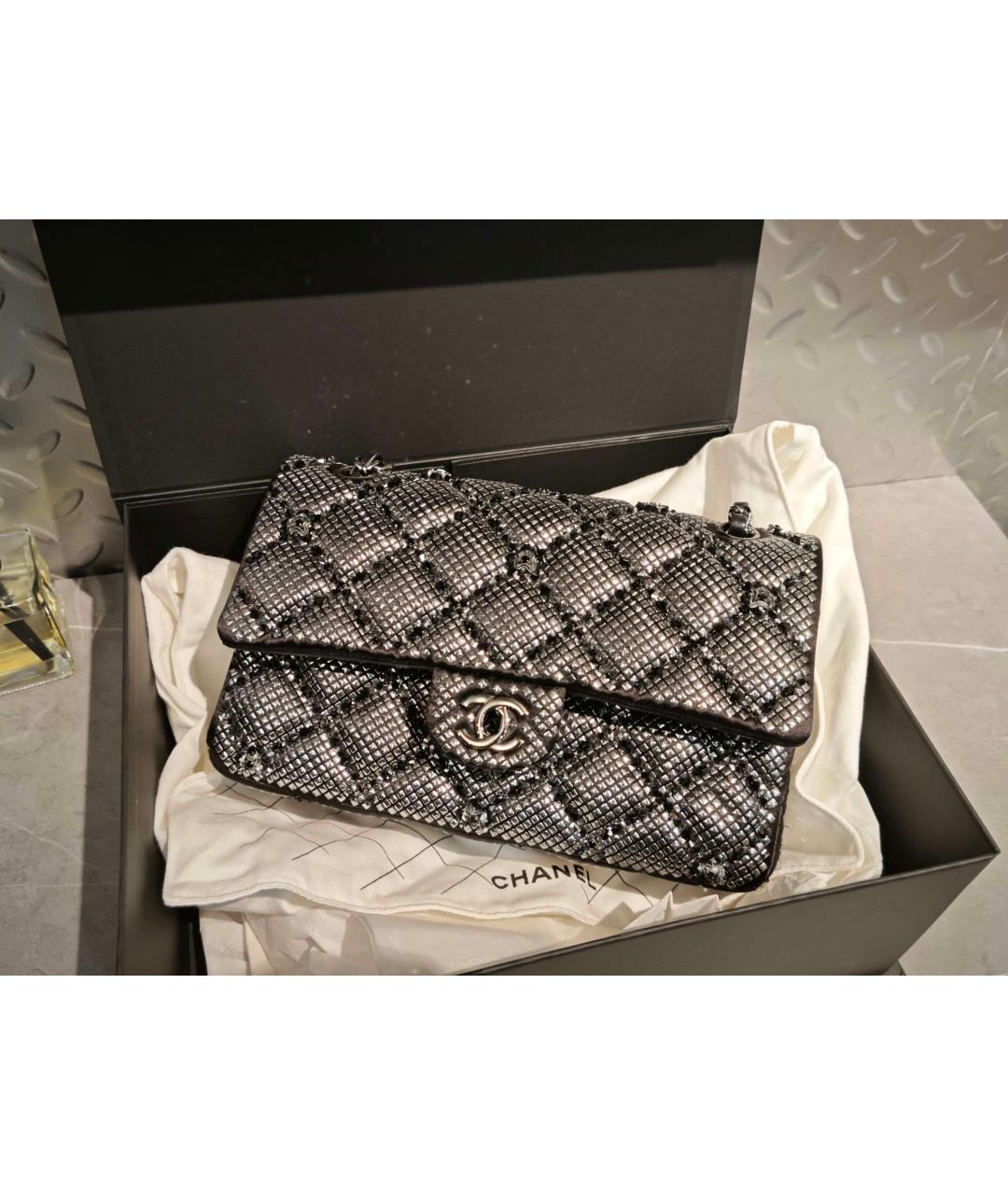 CHANEL Черная шелковая сумка через плечо, фото 9