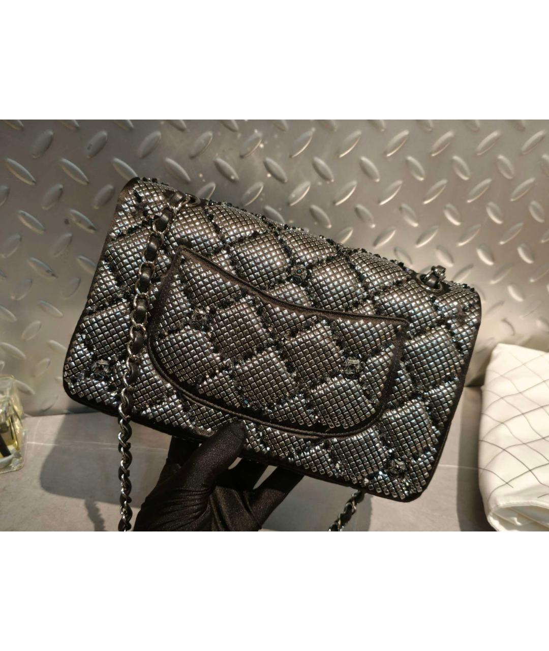 CHANEL Черная шелковая сумка через плечо, фото 3