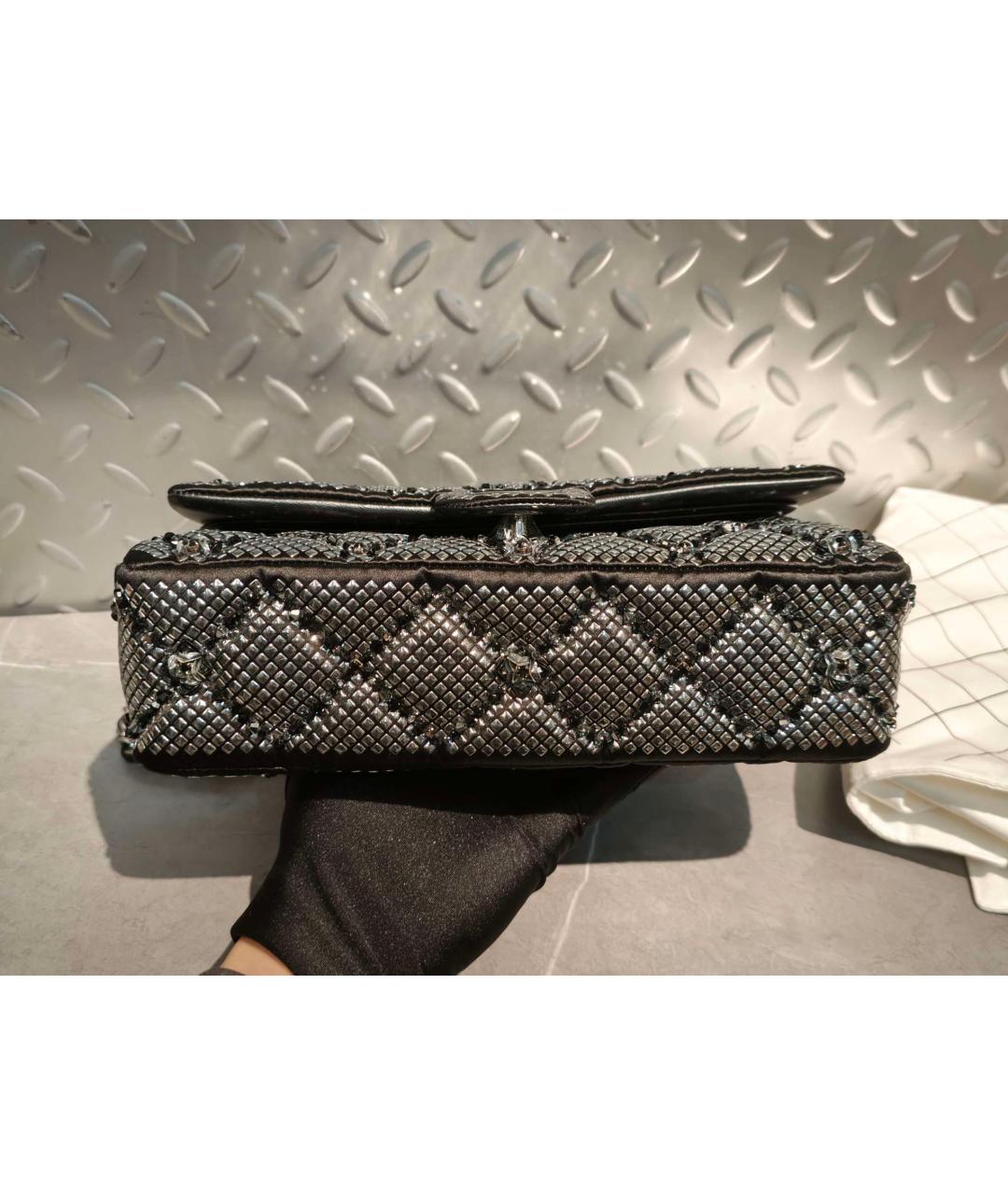 CHANEL Черная шелковая сумка через плечо, фото 5