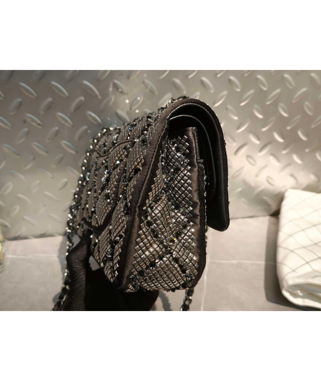 CHANEL Черная шелковая сумка через плечо, фото 4