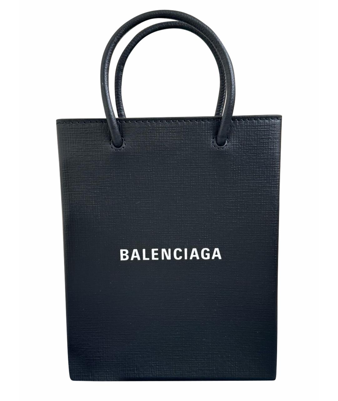 BALENCIAGA Черная кожаная сумка тоут, фото 1