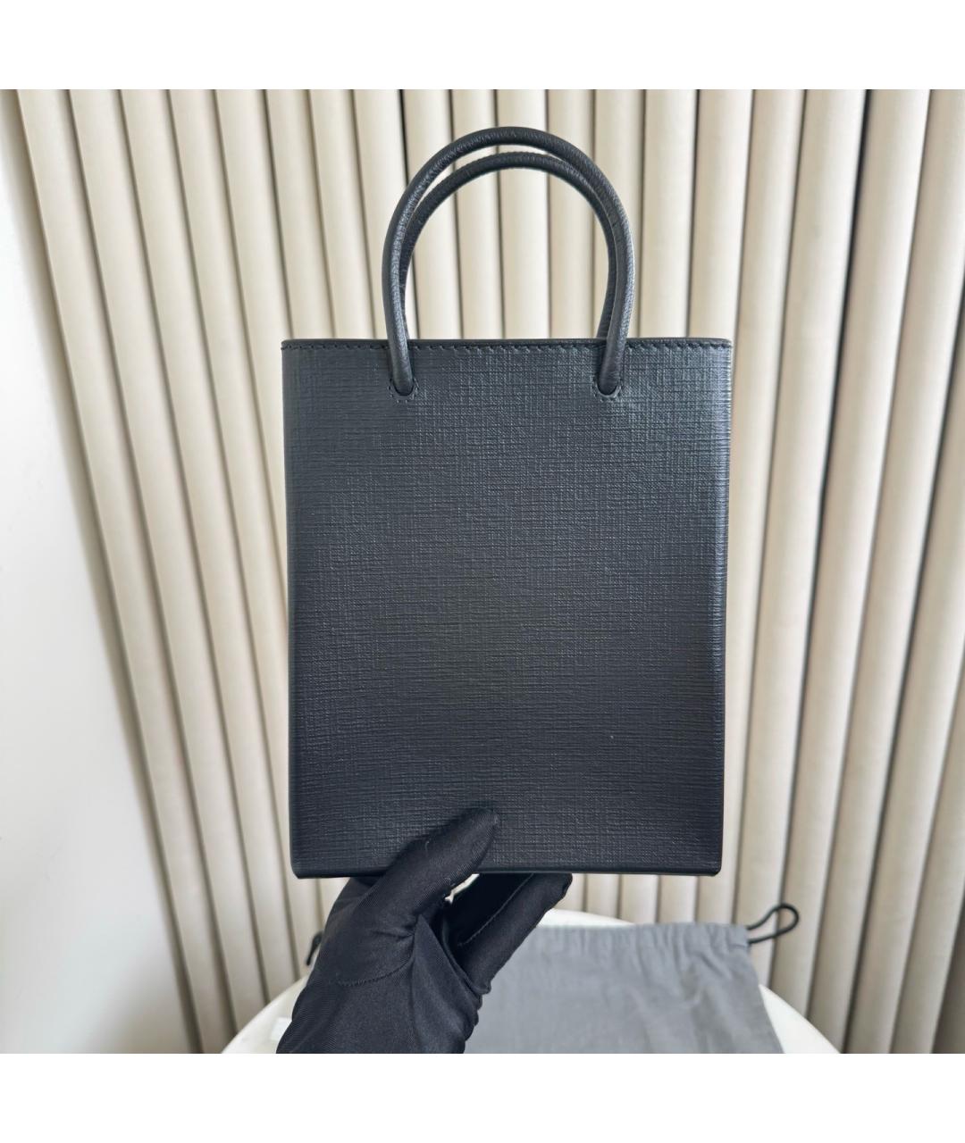 BALENCIAGA Черная кожаная сумка тоут, фото 4