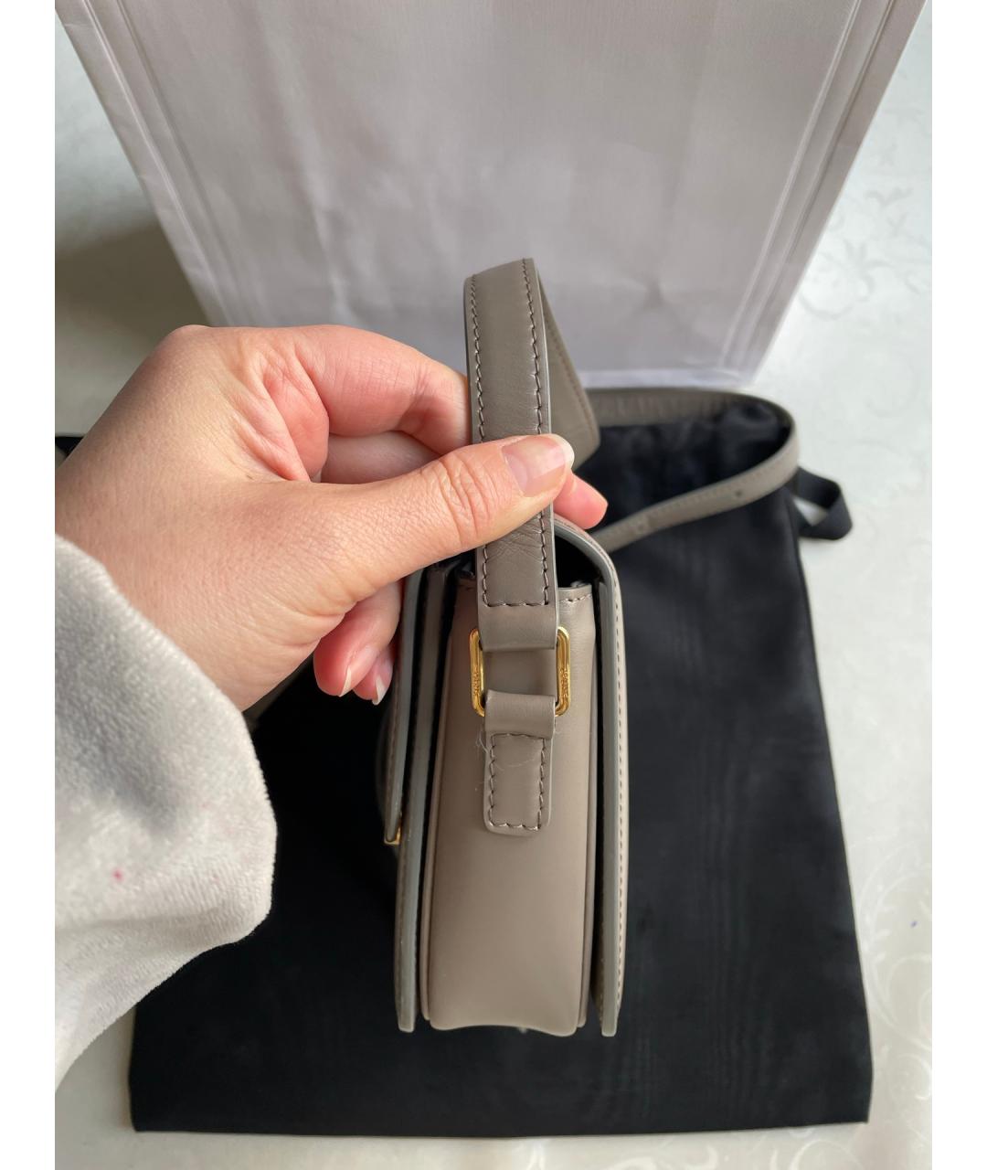 CELINE Серая кожаная сумка через плечо, фото 4