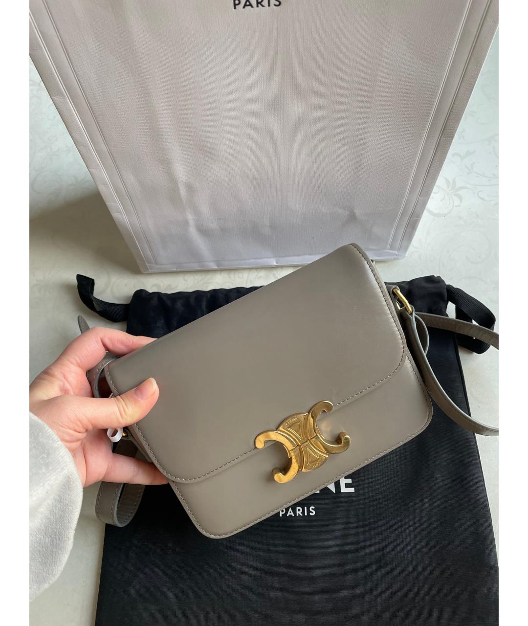 CELINE Серая кожаная сумка через плечо, фото 2