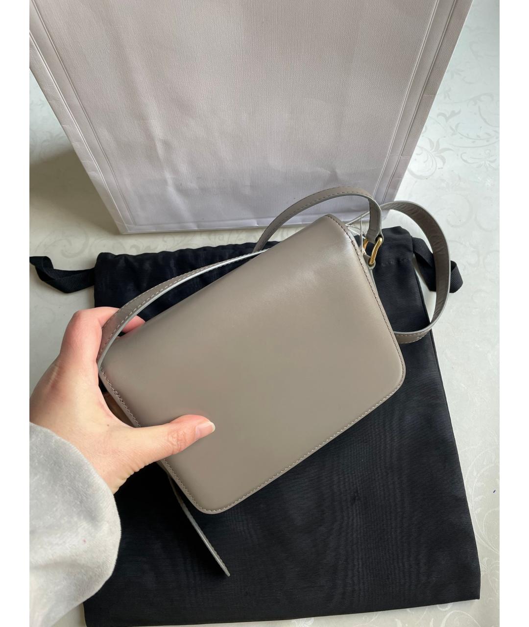 CELINE Серая кожаная сумка через плечо, фото 3