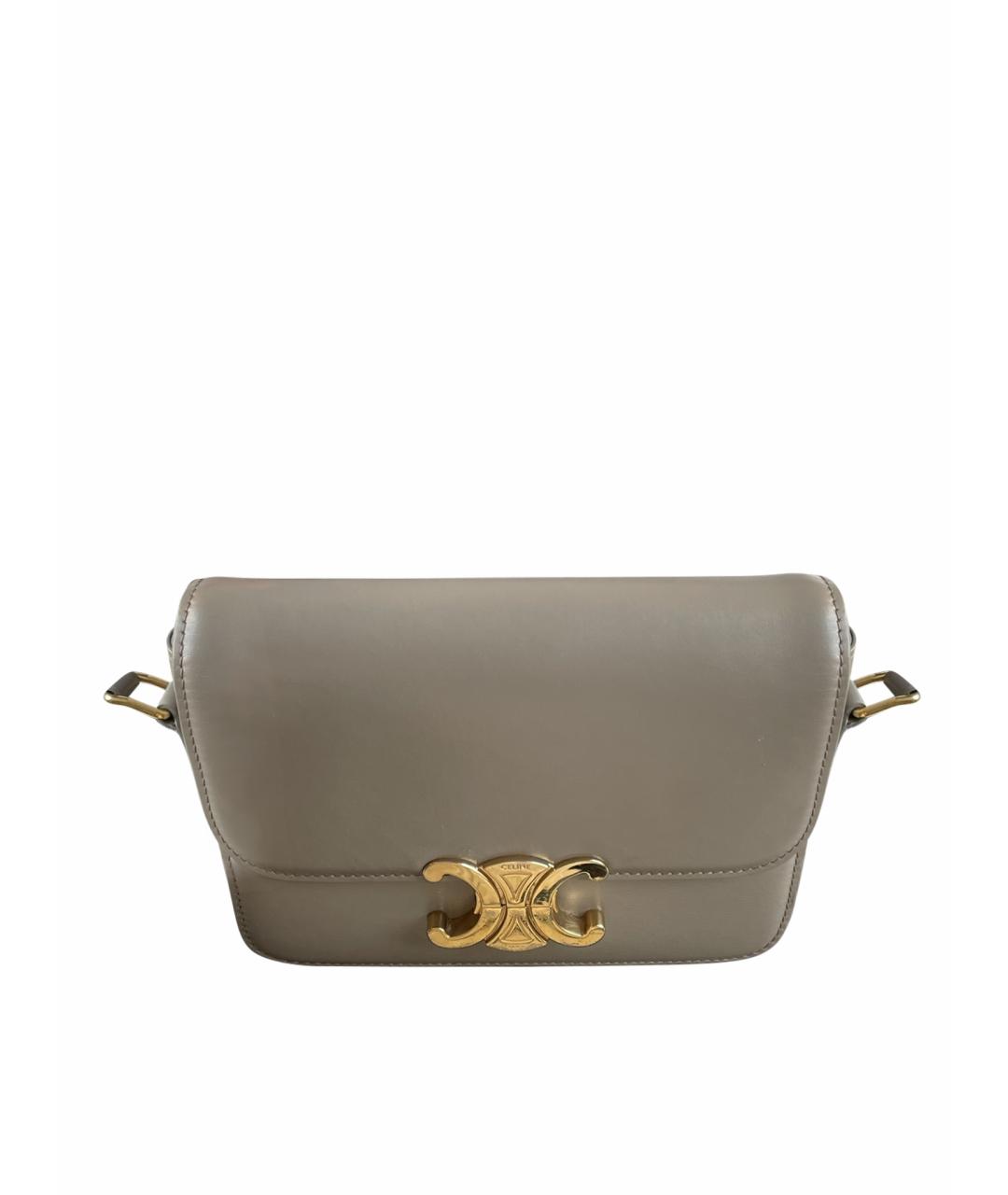 CELINE Серая кожаная сумка через плечо, фото 1