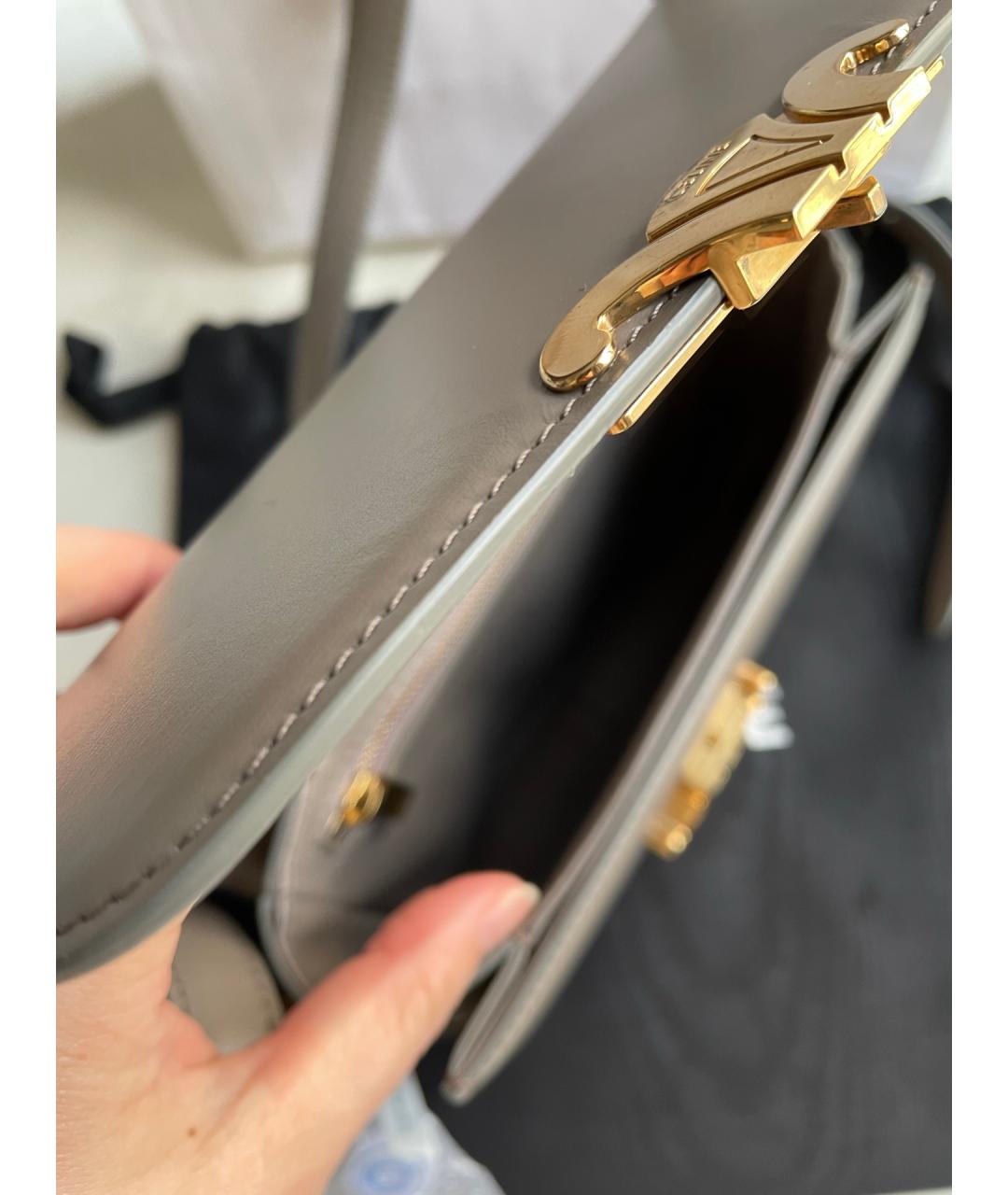 CELINE Серая кожаная сумка через плечо, фото 6