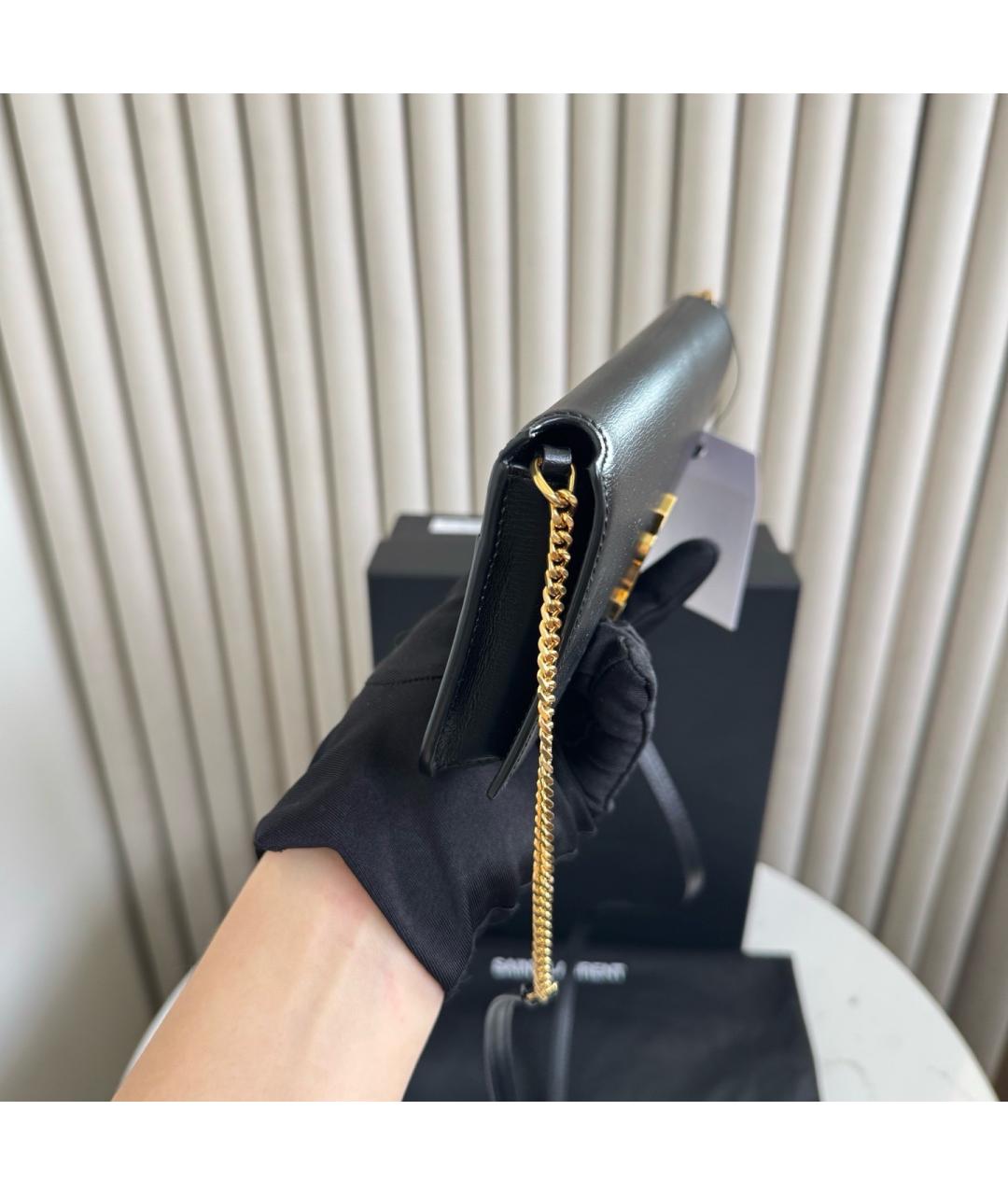 SAINT LAURENT Черная кожаная сумка через плечо, фото 4