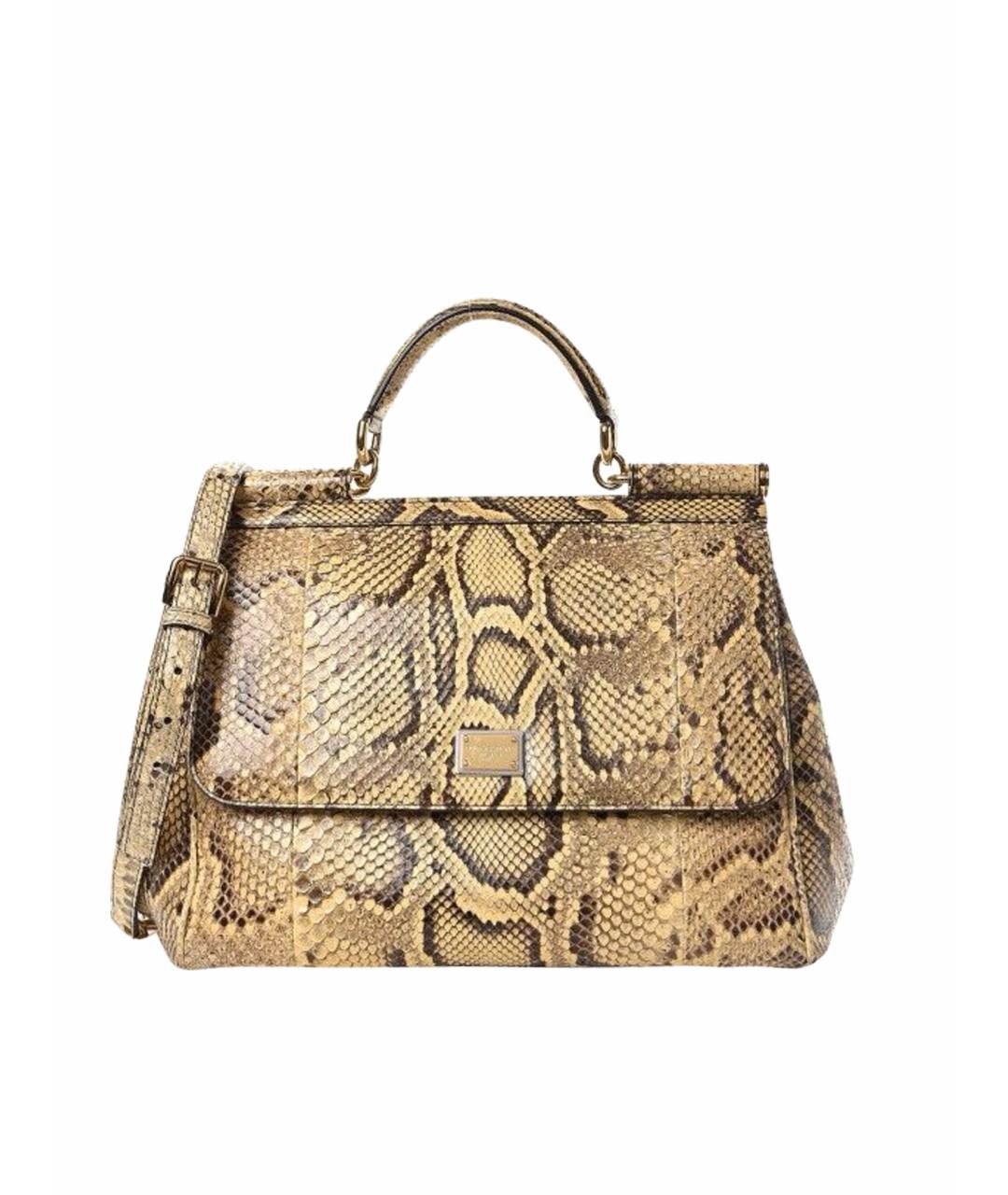 DOLCE&GABBANA Бежевая сумка с короткими ручками из экзотической кожи, фото 1