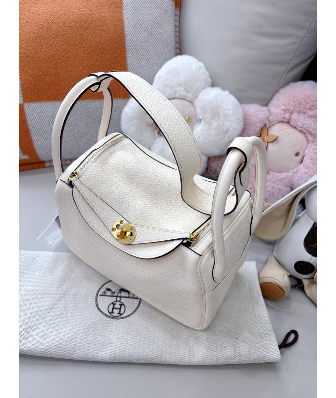 HERMES Белая кожаная сумка через плечо, фото 7