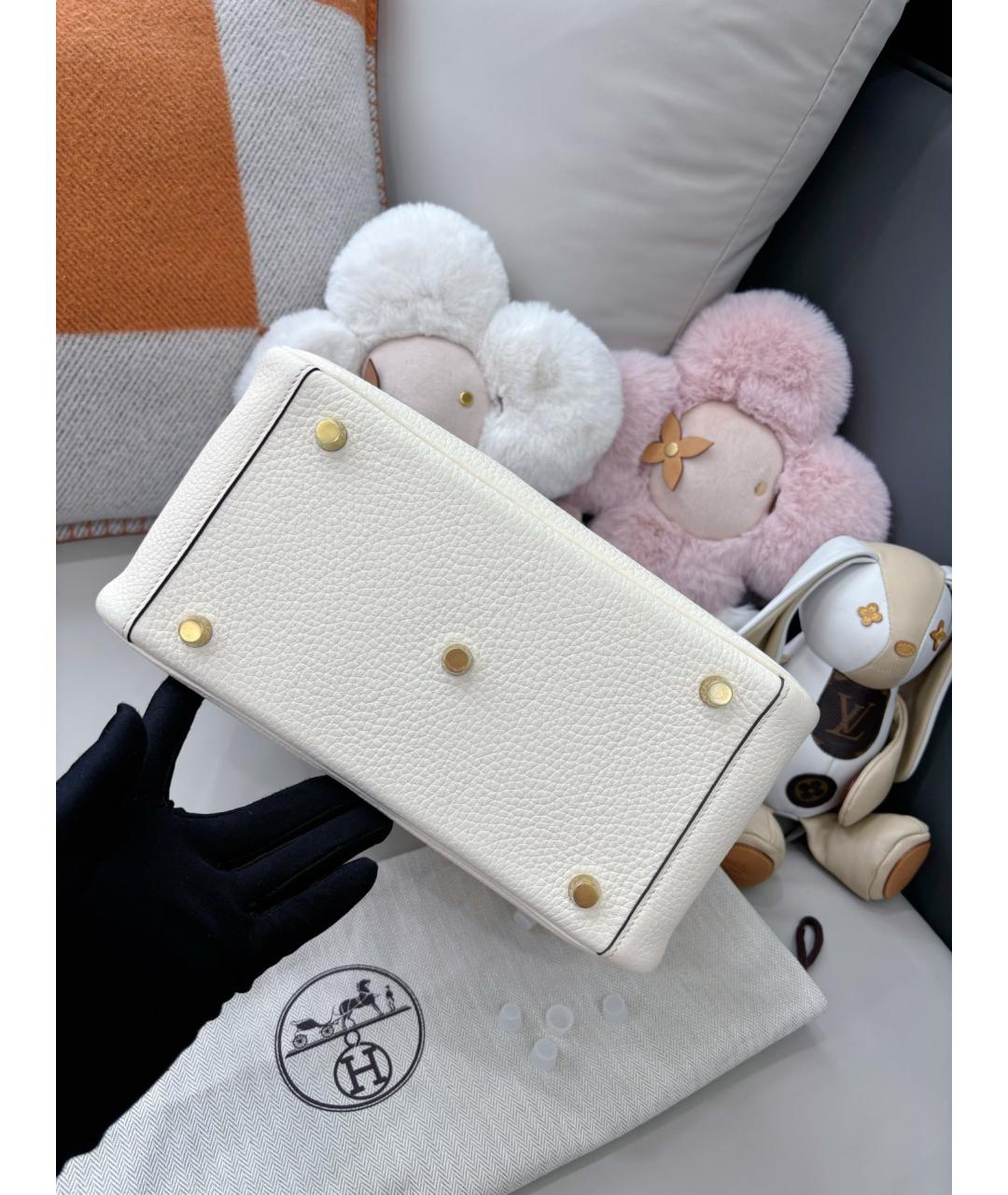 HERMES Белая кожаная сумка через плечо, фото 5