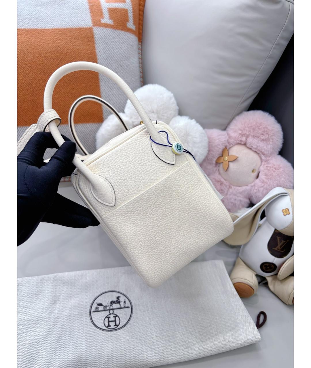 HERMES Белая кожаная сумка через плечо, фото 3