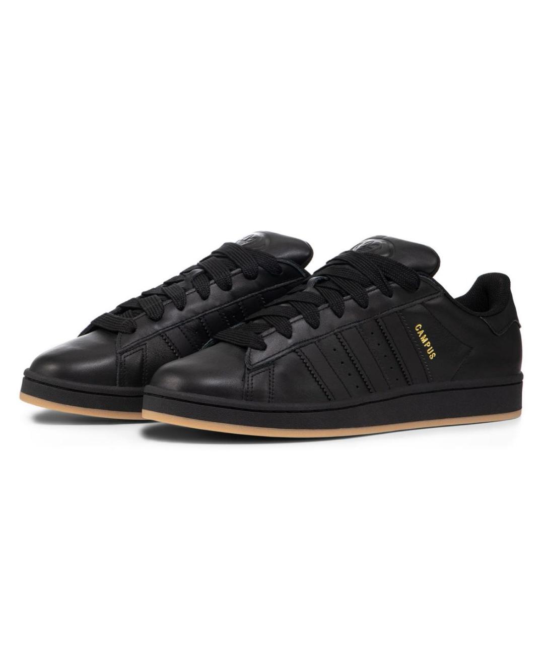 ADIDAS Черные кожаные низкие кроссовки / кеды, фото 3