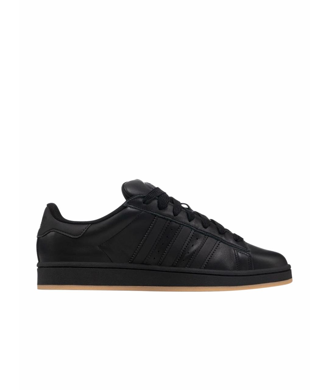 ADIDAS Черные кожаные низкие кроссовки / кеды, фото 1