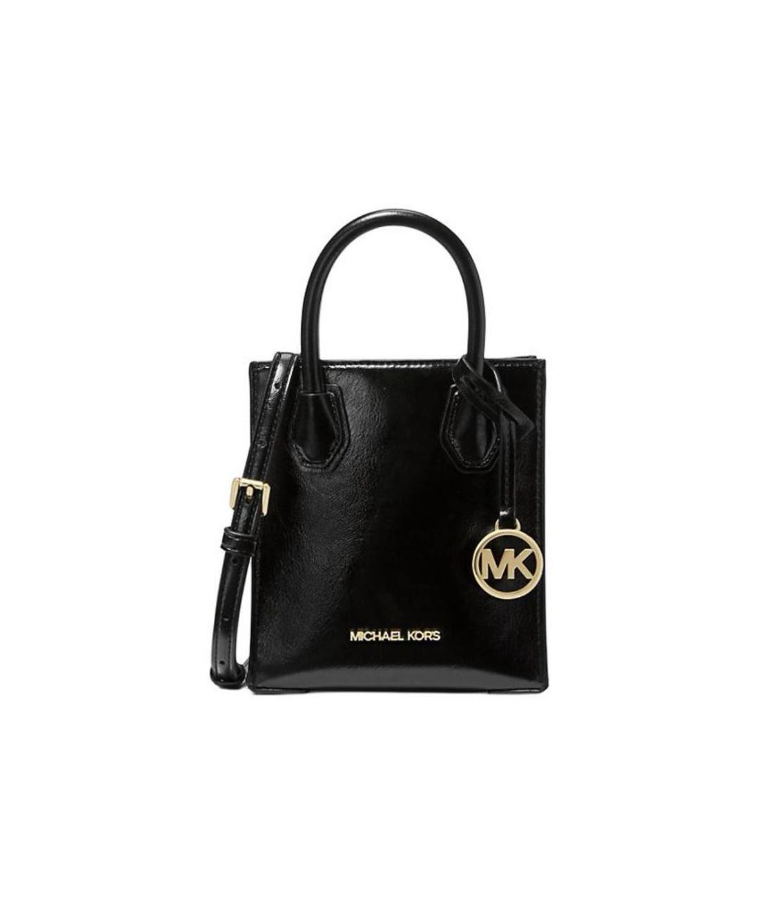 MICHAEL KORS Черная сумка через плечо из лакированной кожи, фото 1