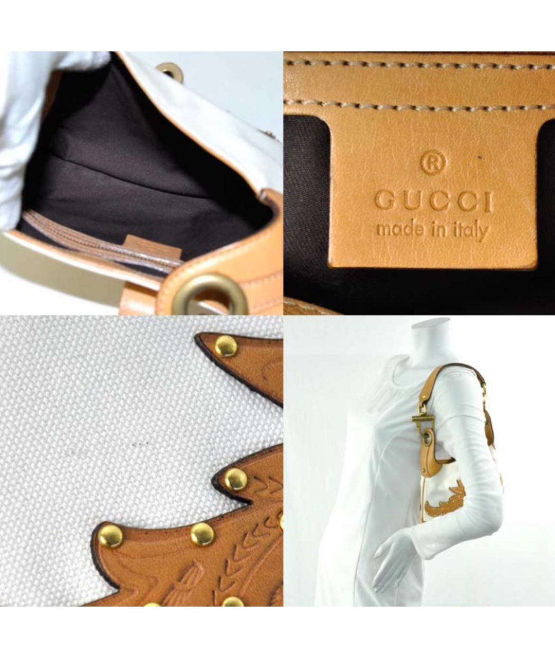 GUCCI Бежевая кожаная сумка через плечо, фото 4