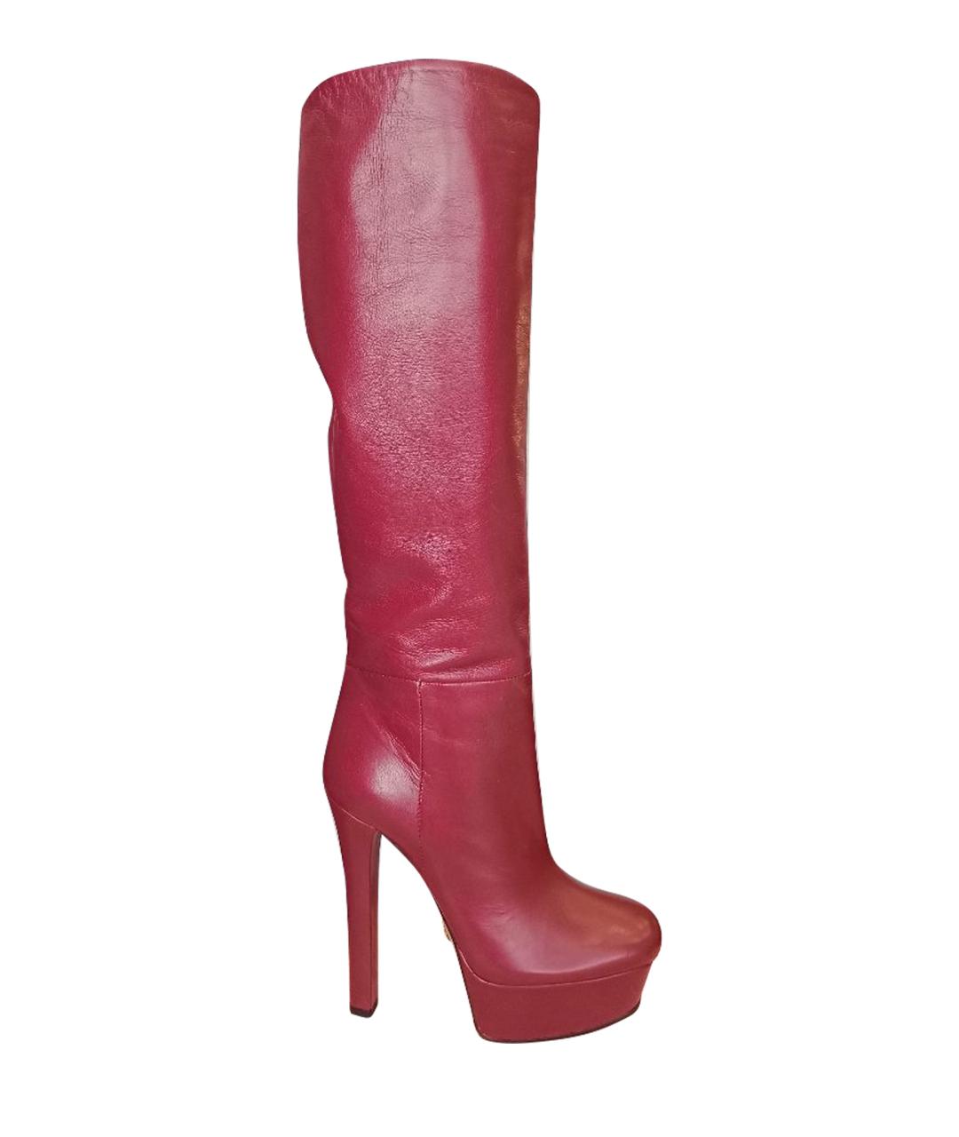 GUCCI Бордовые кожаные сапоги, фото 1