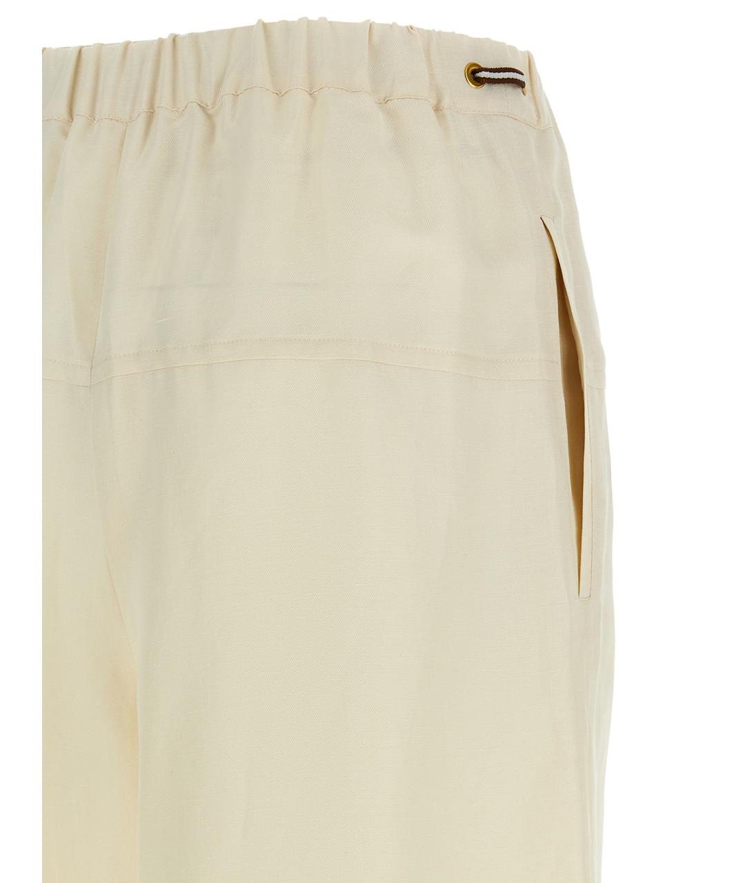 MAX MARA Белые льняные прямые брюки, фото 4