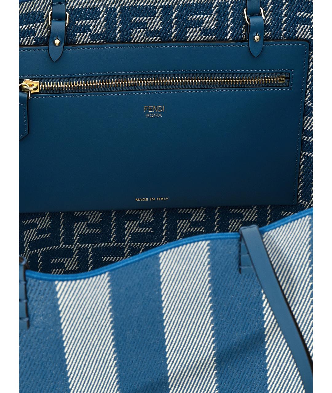 FENDI Голубая хлопковая сумка тоут, фото 4