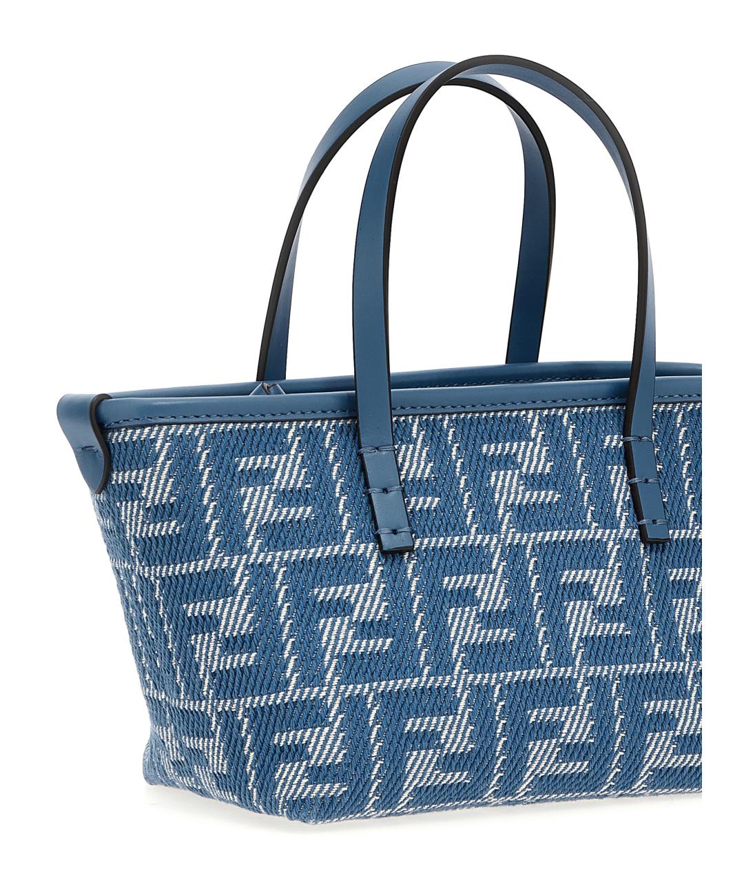 FENDI Голубая хлопковая сумка тоут, фото 3