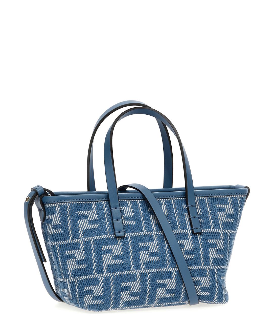 FENDI Голубая хлопковая сумка тоут, фото 2