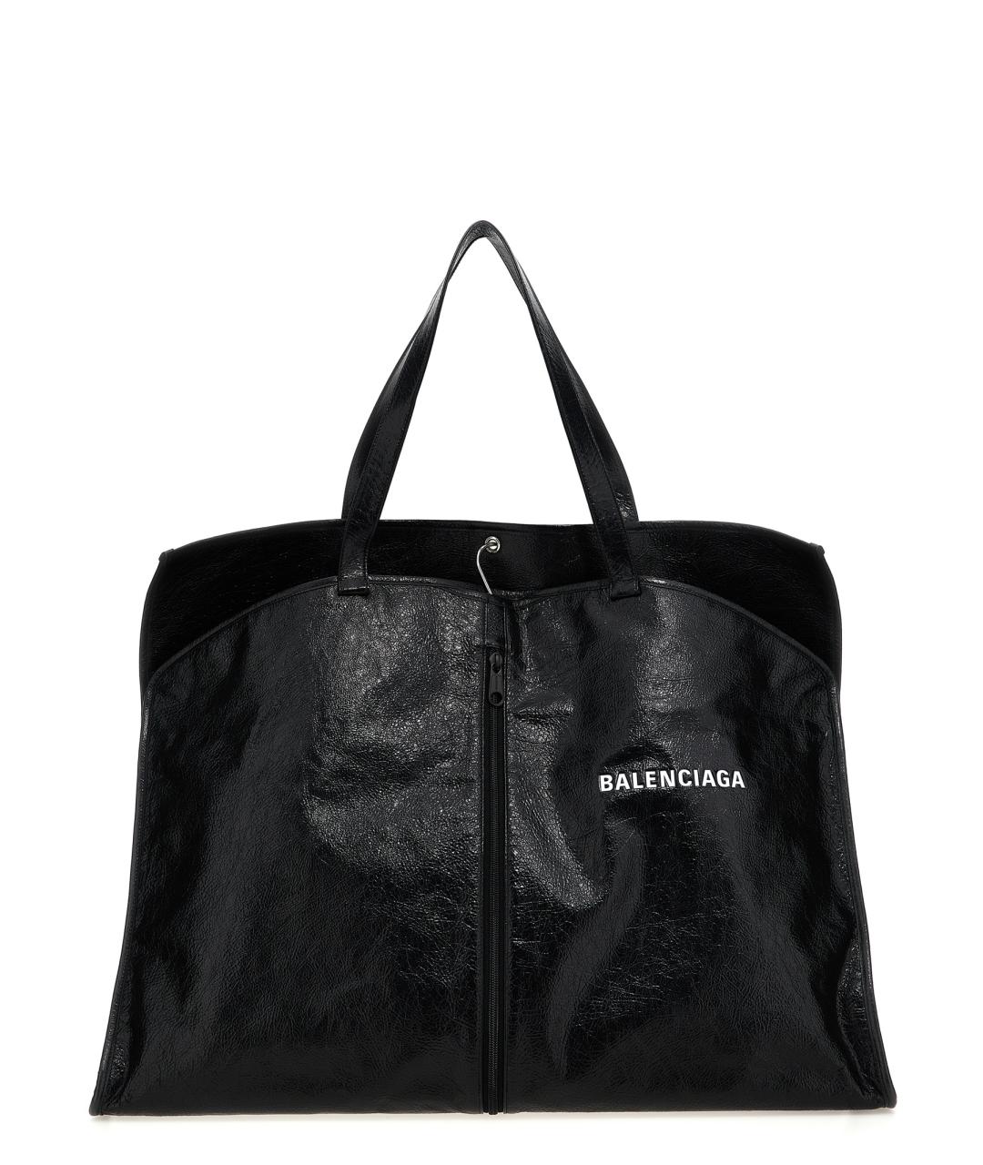 BALENCIAGA Черная кожаная сумка тоут, фото 1