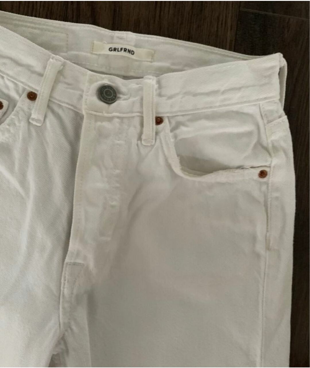 GRLFRND Белые хлопковые прямые джинсы, фото 3