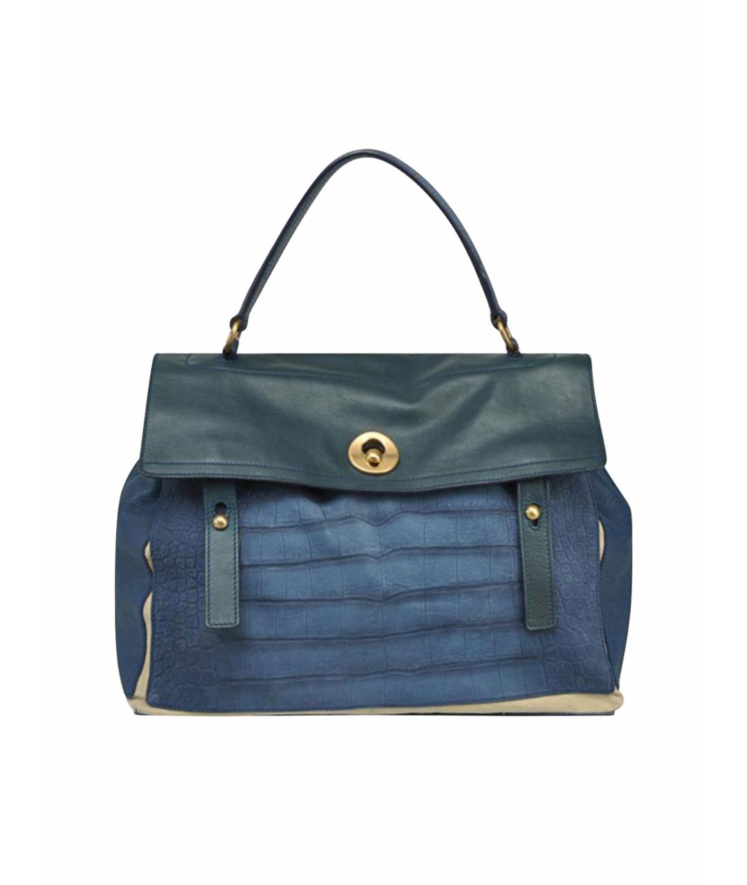 SAINT LAURENT Темно-синяя кожаная сумка с короткими ручками, фото 1