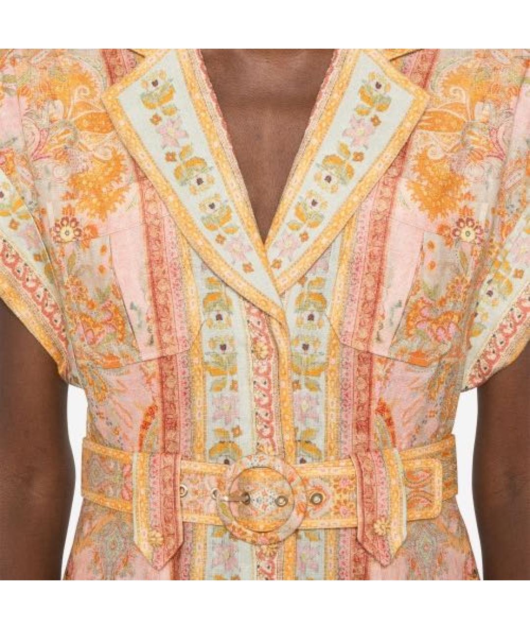 ZIMMERMANN Розовое льняное повседневное платье, фото 4