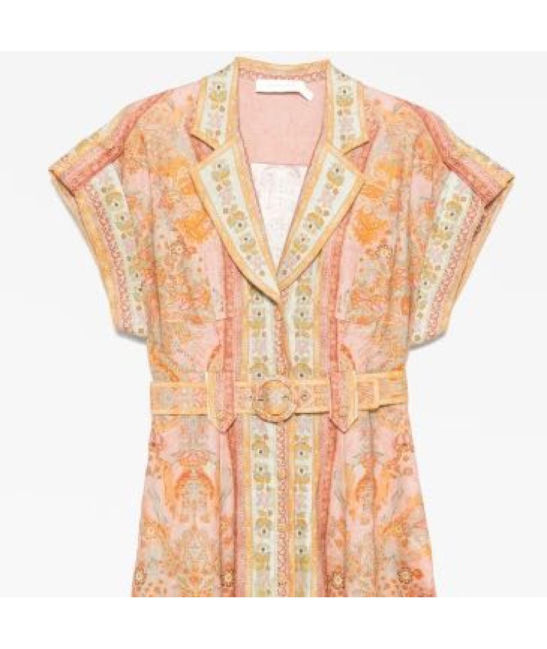 ZIMMERMANN Розовое льняное повседневное платье, фото 3