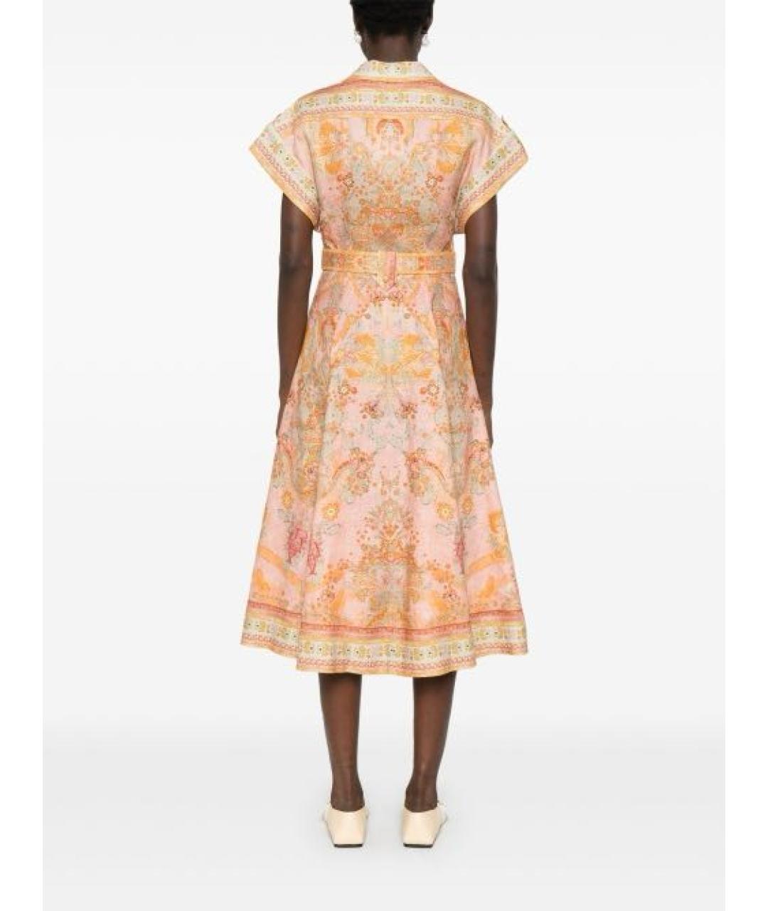 ZIMMERMANN Розовое льняное повседневное платье, фото 2