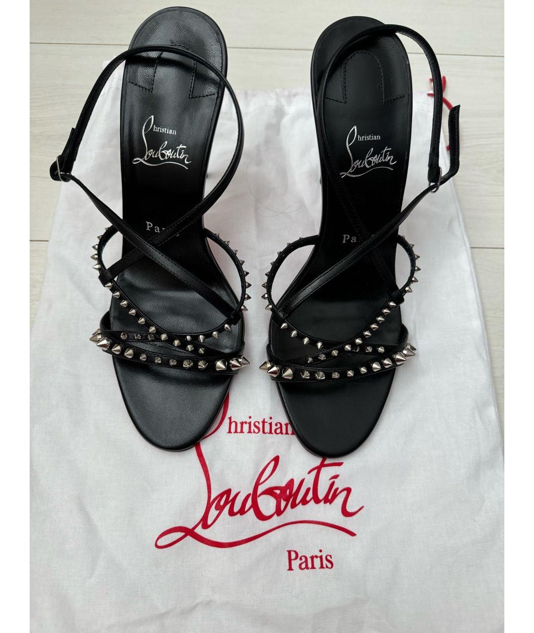CHRISTIAN LOUBOUTIN Черные кожаные босоножки, фото 2