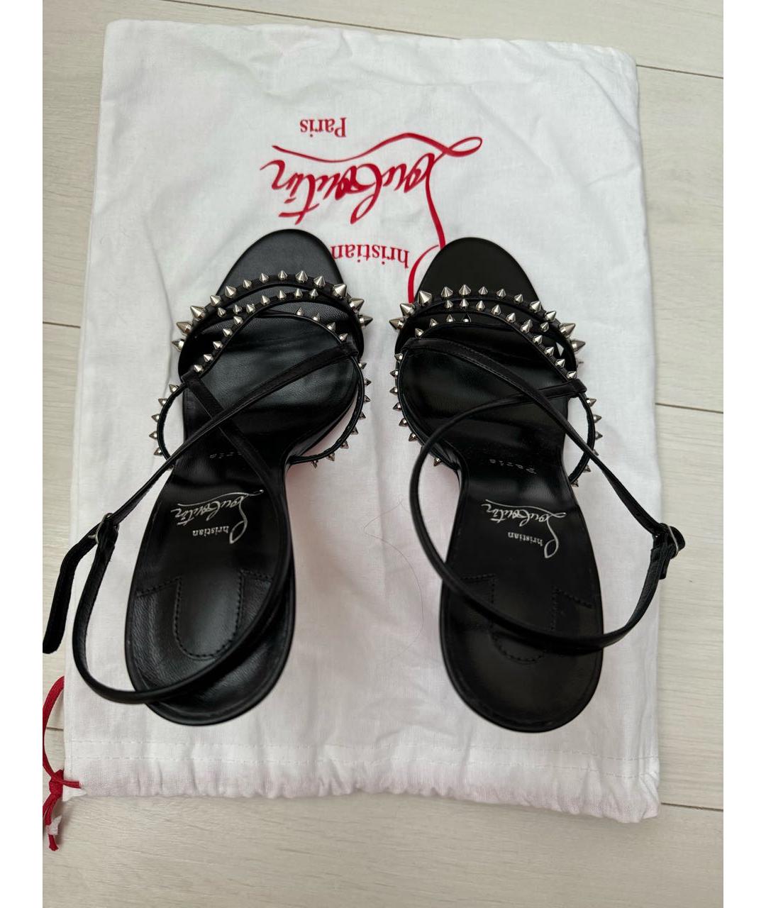 CHRISTIAN LOUBOUTIN Черные кожаные босоножки, фото 3