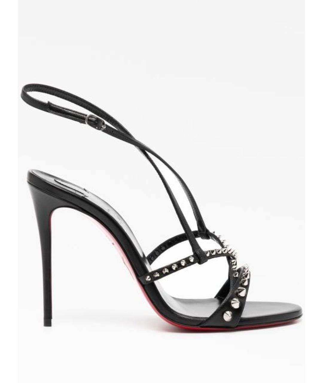 CHRISTIAN LOUBOUTIN Черные кожаные босоножки, фото 1
