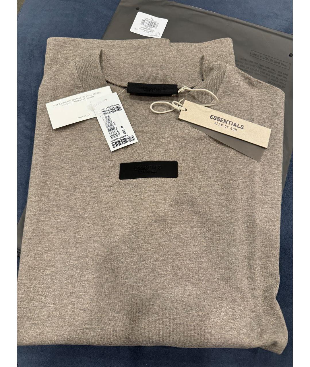 FEAR OF GOD ESSENTIALS Бежевая хлопковая футболка, фото 3