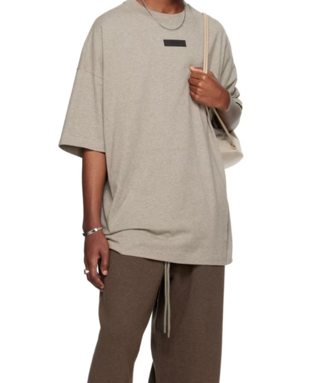 FEAR OF GOD ESSENTIALS Бежевая хлопковая футболка, фото 5