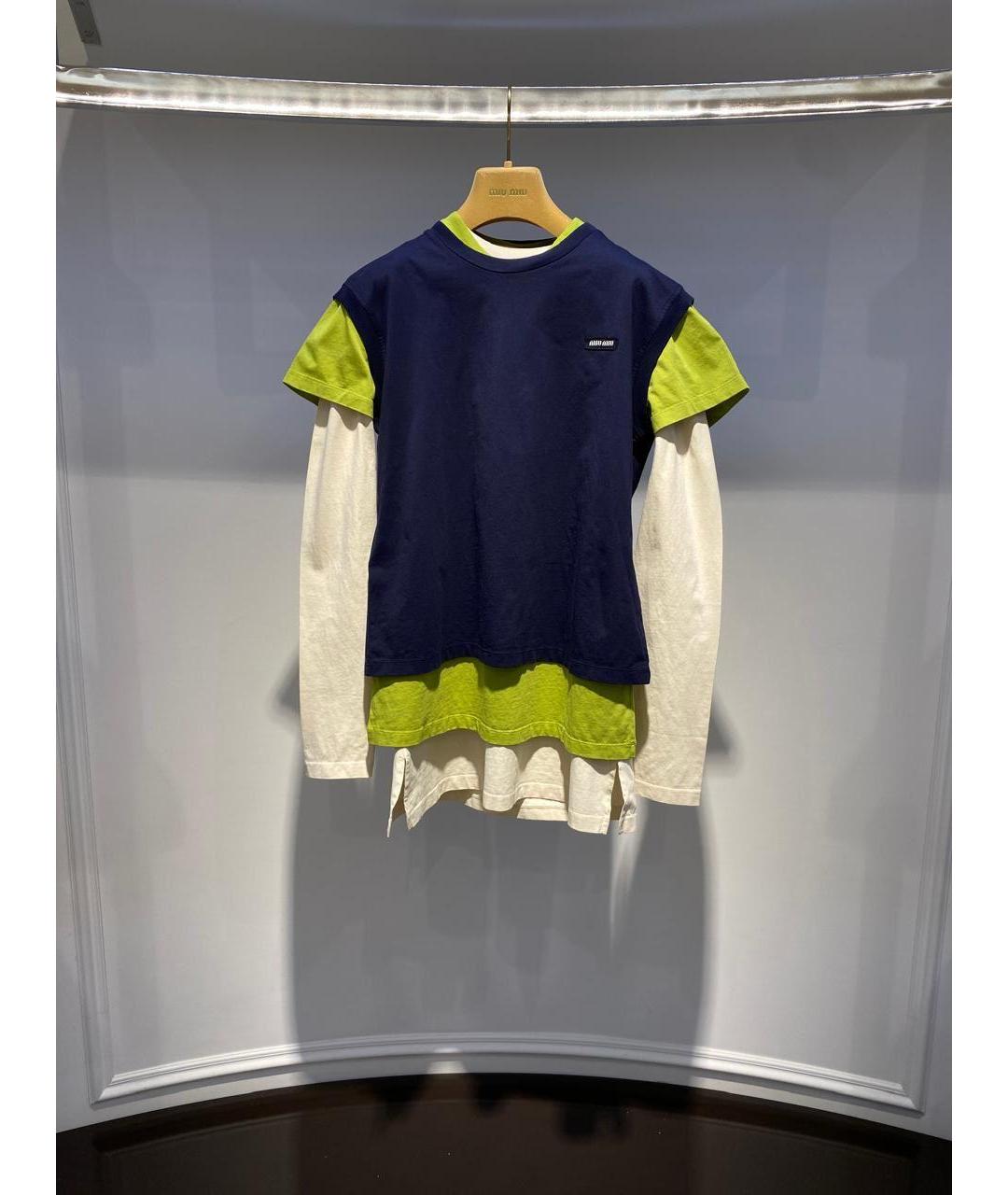 MIU MIU Мульти хлопковая футболка, фото 2