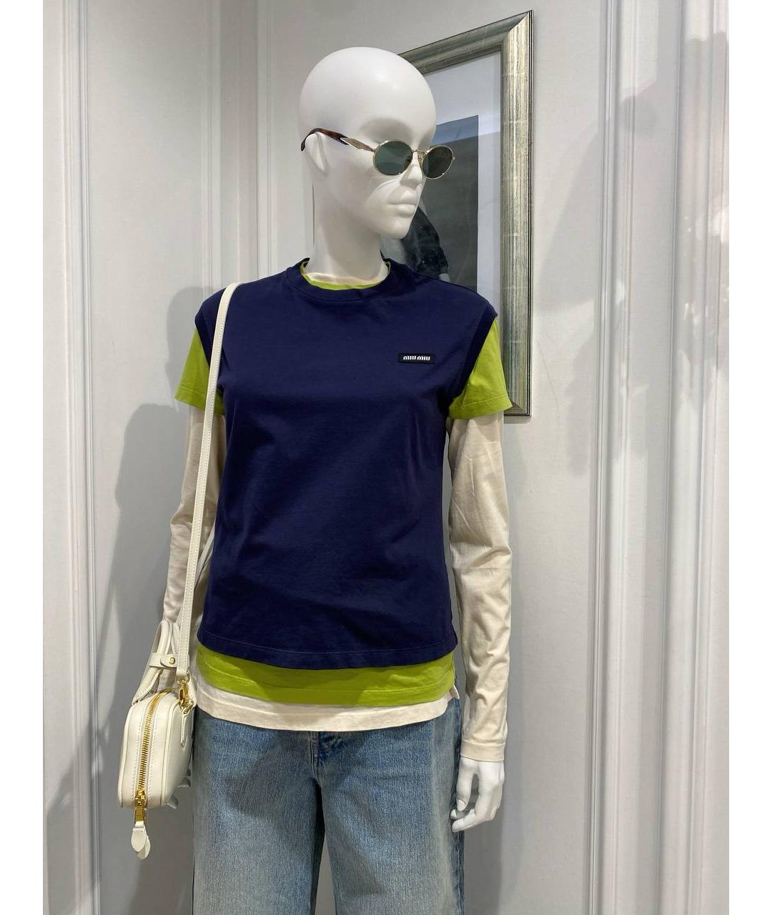 MIU MIU Мульти хлопковая футболка, фото 3