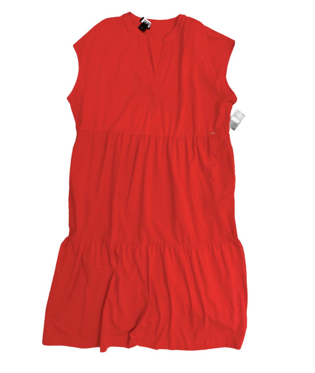 DKNY Красное хлопко-эластановое повседневное платье, фото 1