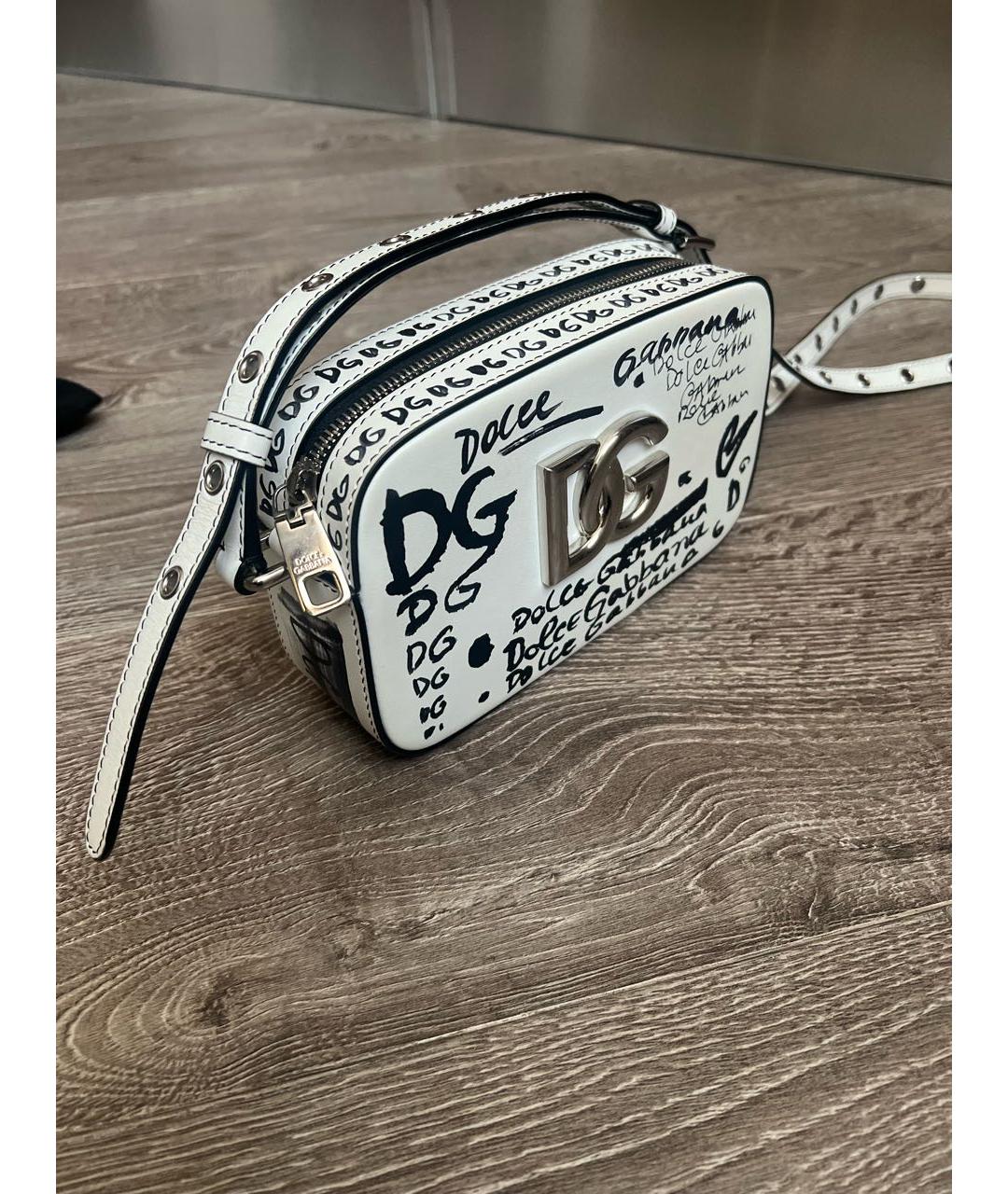 DOLCE&GABBANA Белая кожаная сумка через плечо, фото 2