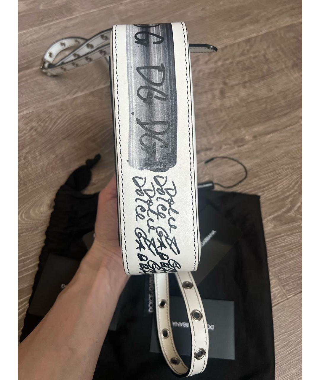 DOLCE&GABBANA Белая кожаная сумка через плечо, фото 7