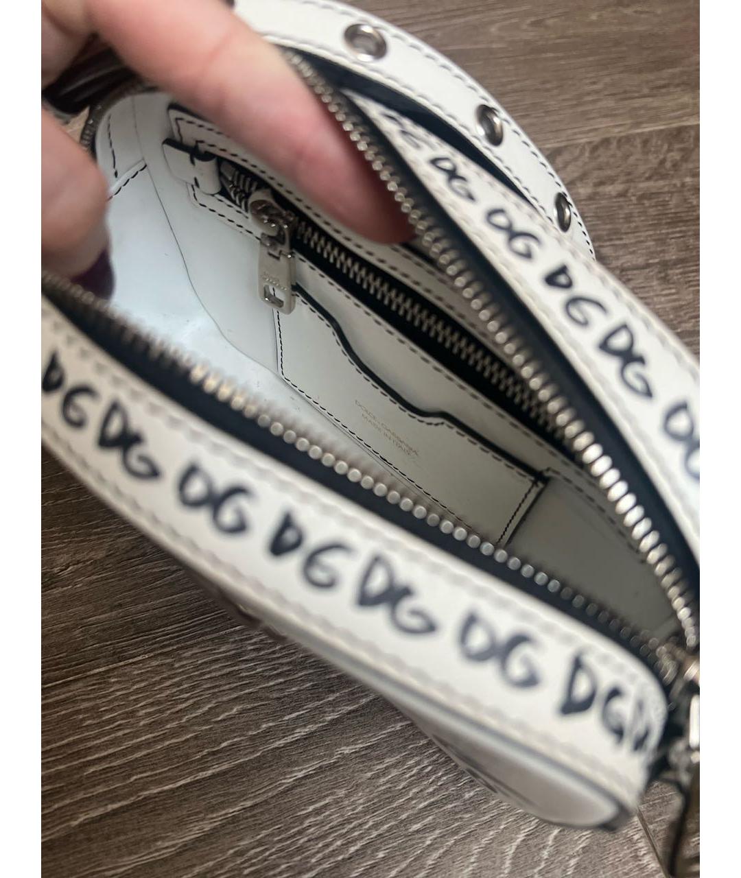 DOLCE&GABBANA Белая кожаная сумка через плечо, фото 4