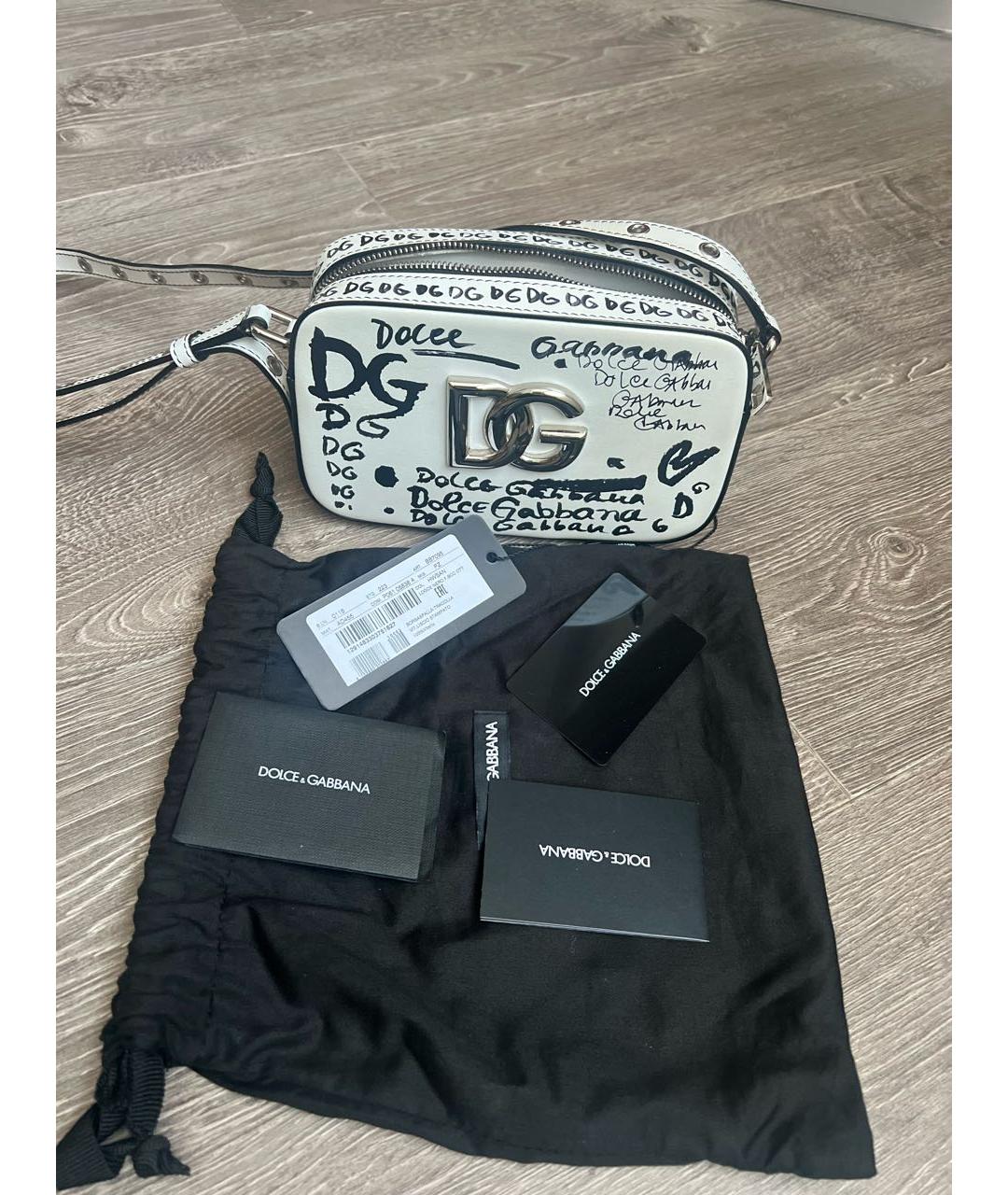 DOLCE&GABBANA Белая кожаная сумка через плечо, фото 5