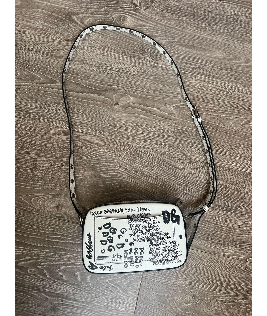 DOLCE&GABBANA Белая кожаная сумка через плечо, фото 3