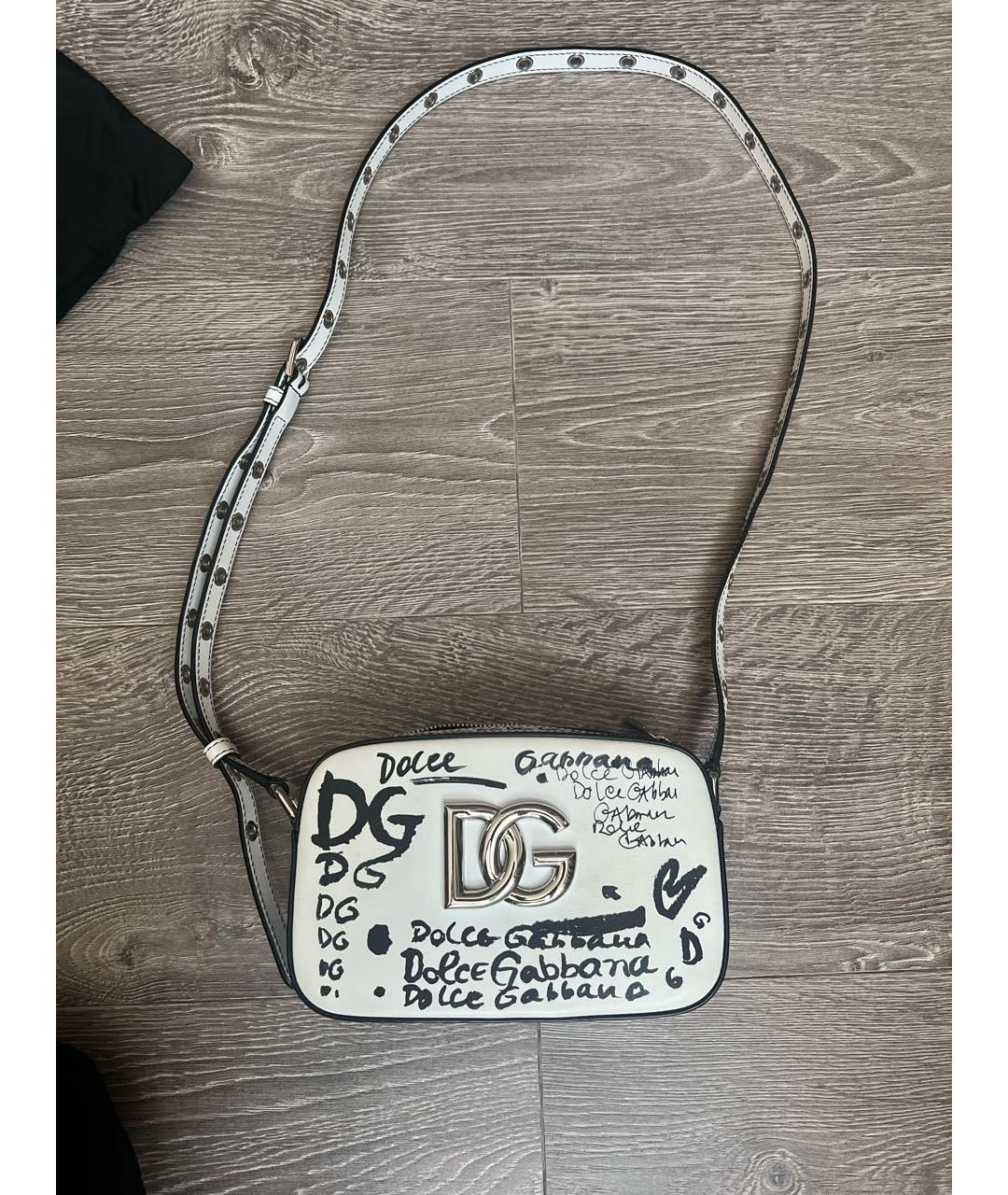 DOLCE&GABBANA Белая кожаная сумка через плечо, фото 8