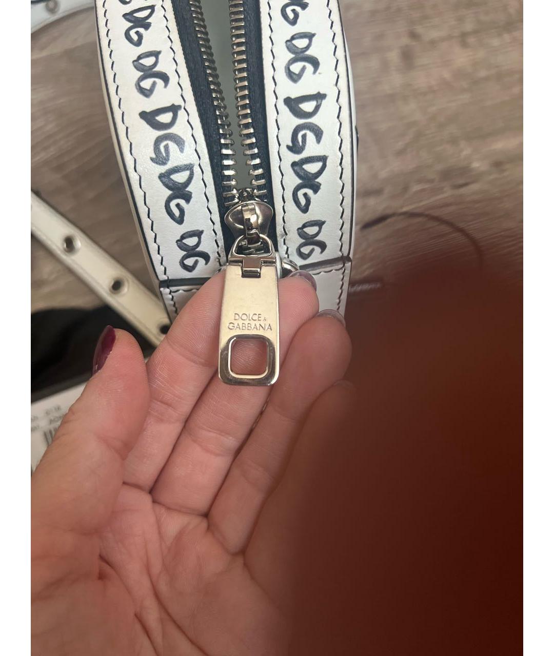 DOLCE&GABBANA Белая кожаная сумка через плечо, фото 6